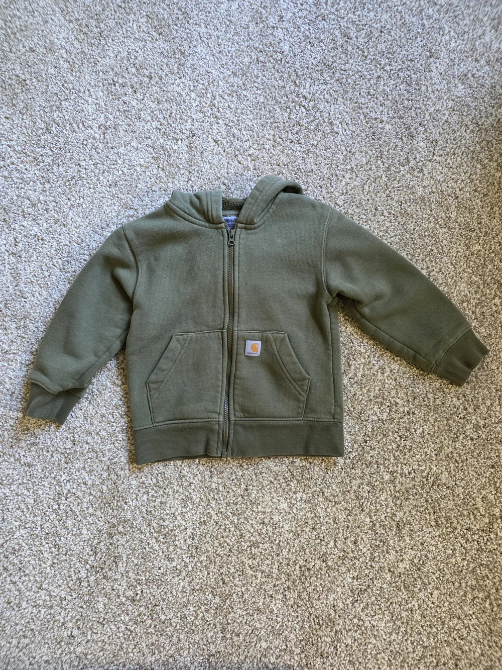 Carhartt Kids Olive Green Zip Front Hooded Sweatshirt